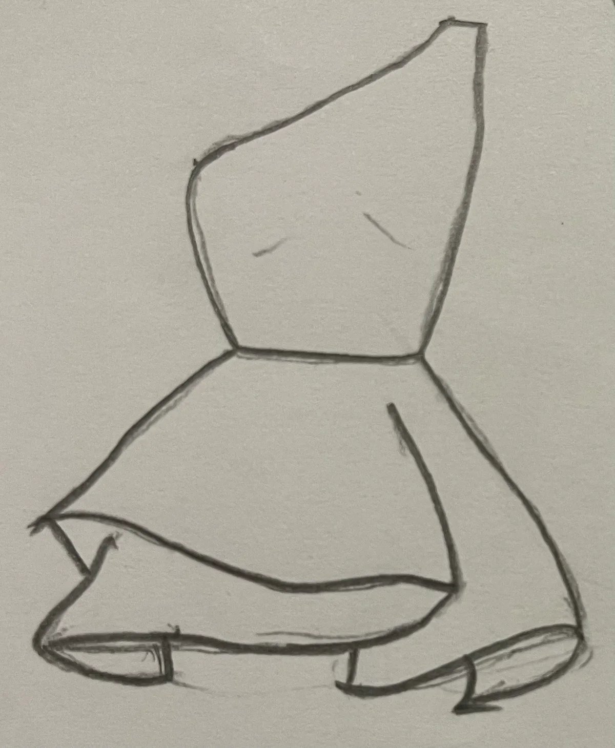 Hand-drawn front and back design sketch of the Peplum Top on DIYO