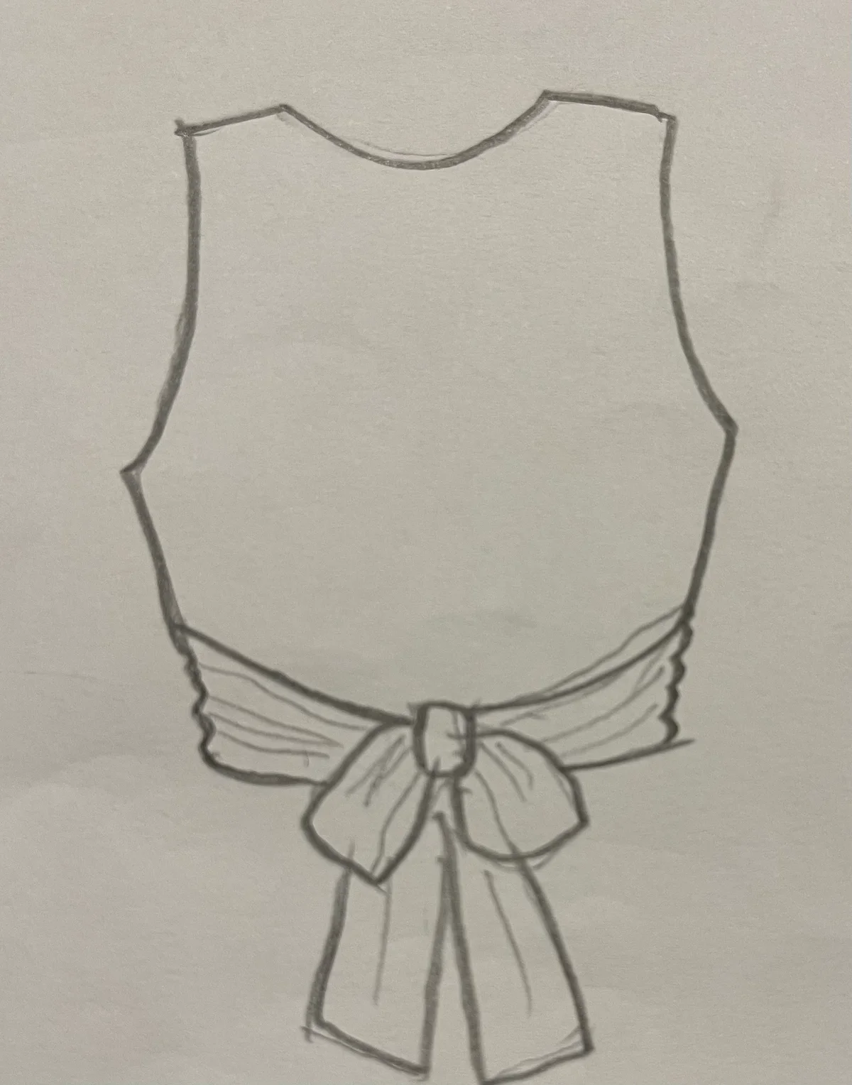 Hand-drawn front and back design sketch of the Bell Sleeve Top on DIYO