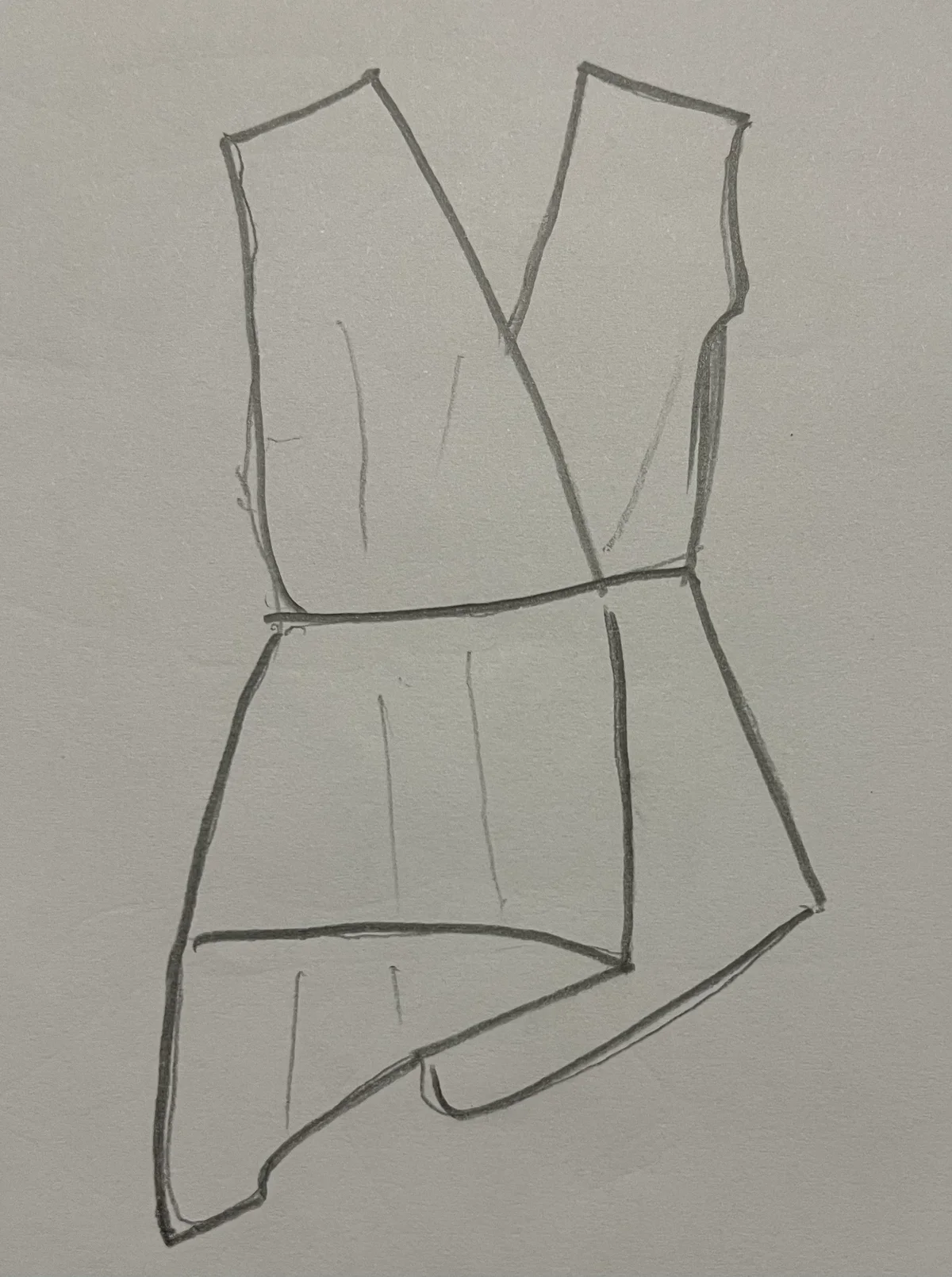 Hand-drawn front and back design sketch of the Puff Sleeve Top on DIYO