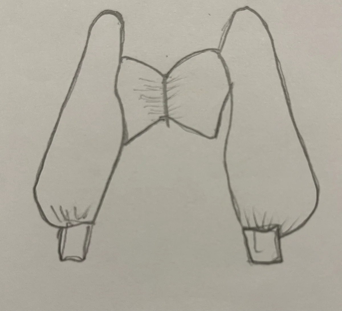 Hand-drawn front and back design sketch of the Lantern Sleeve Top on DIYO