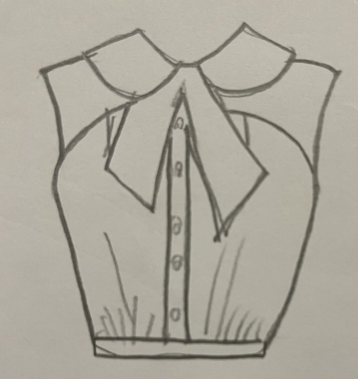 Hand-drawn front and back design sketch of the Cap Sleeve Top on DIYO