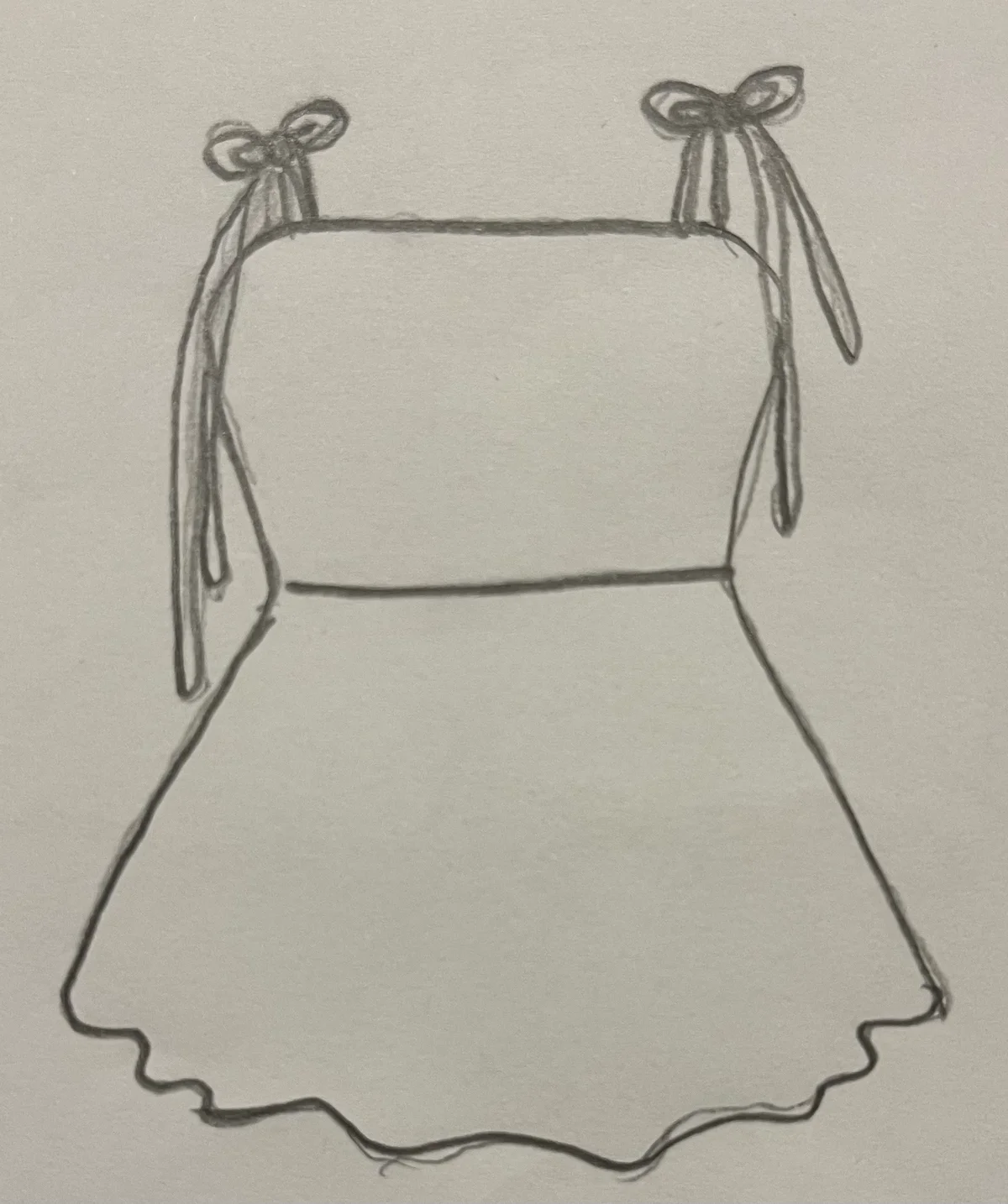 Hand-drawn front and back design sketch of the Off-Shoulder Top on DIYO