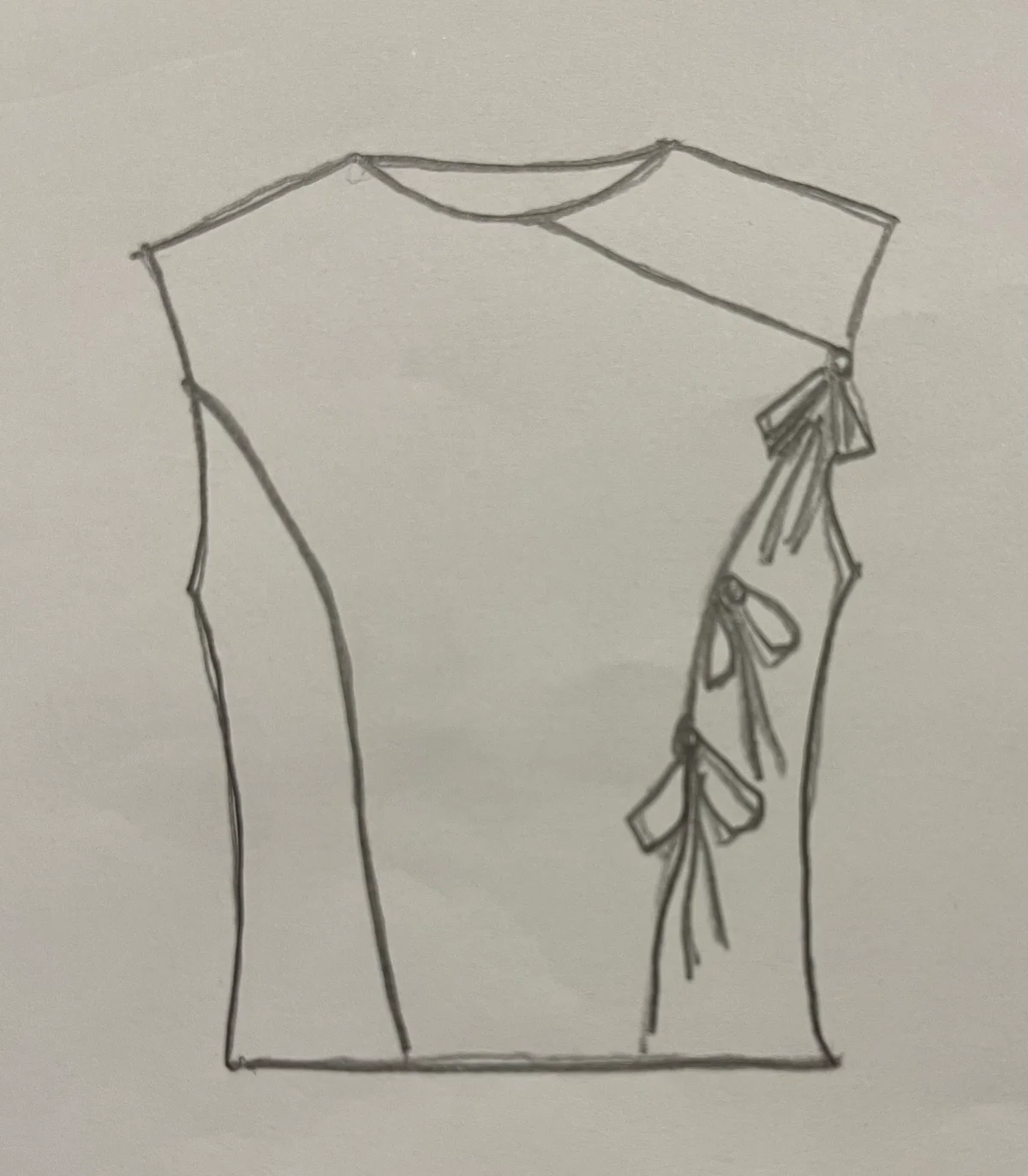 Hand-drawn front and back design sketch of the Long Sleeve Top on DIYO
