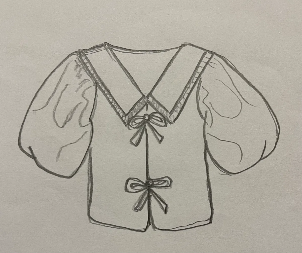 Hand-drawn front and back design sketch of the Sleeveless Top on DIYO