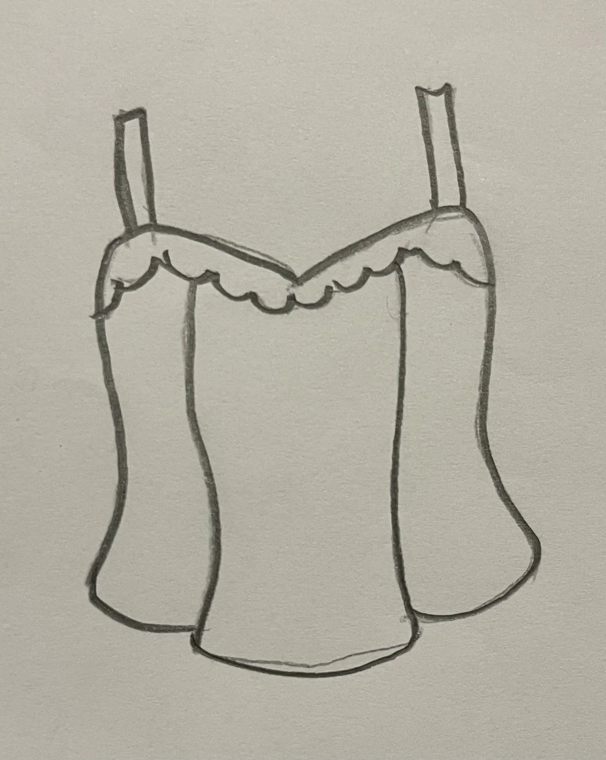 Hand-drawn front and back design sketch of the Bardot Top on DIYO
