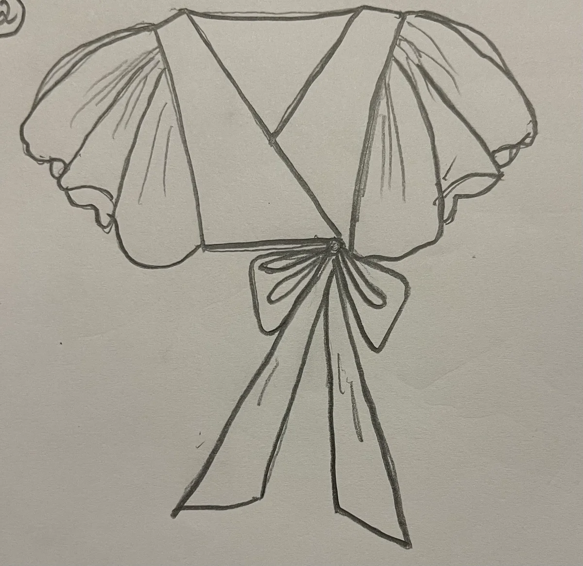 Hand-drawn front and back design sketch of the Halter Top on DIYO