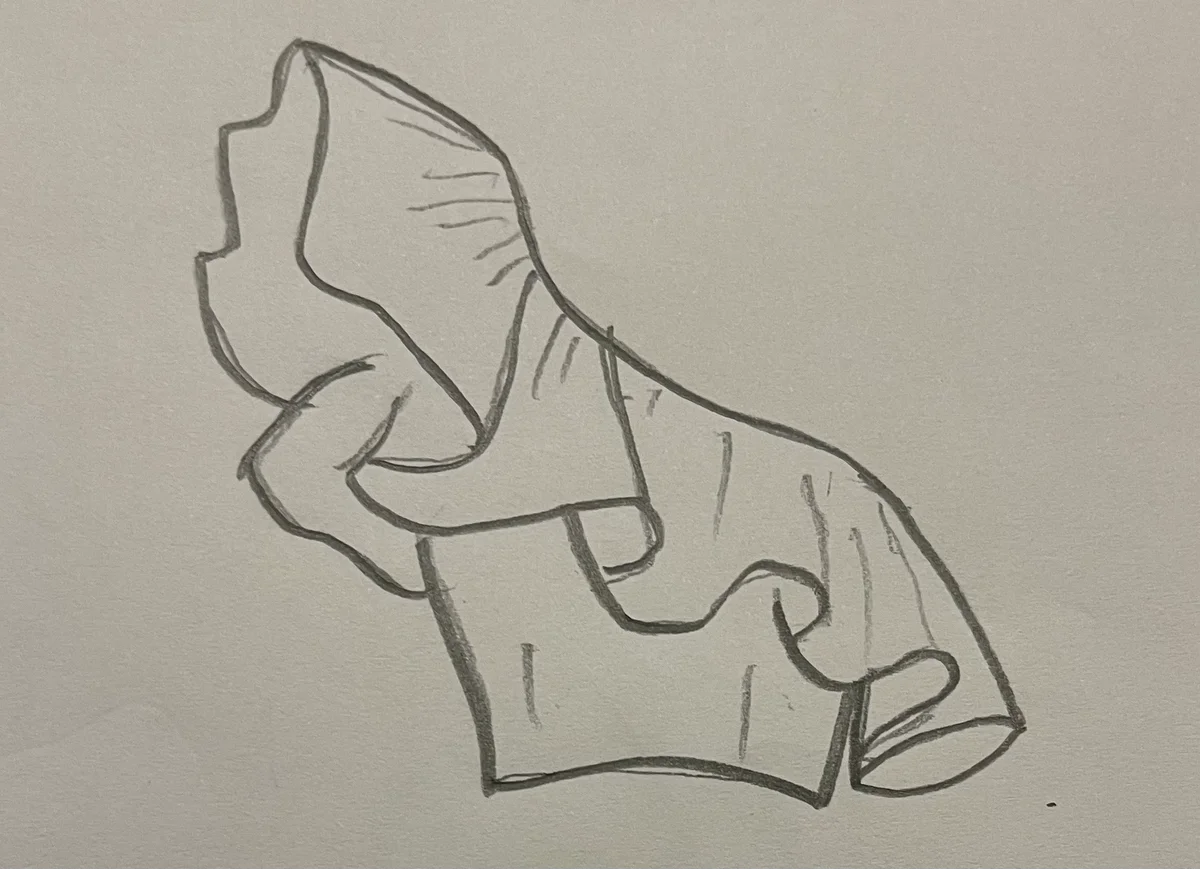 Hand-drawn front and back design sketch of the Blouse on DIYO