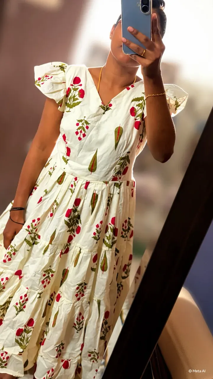 Custom small prints maxi dress stitched by DIYO