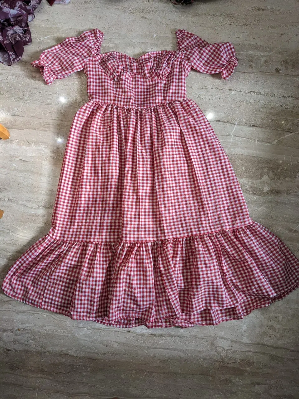 Custom checks maxi dress stitched by DIYO