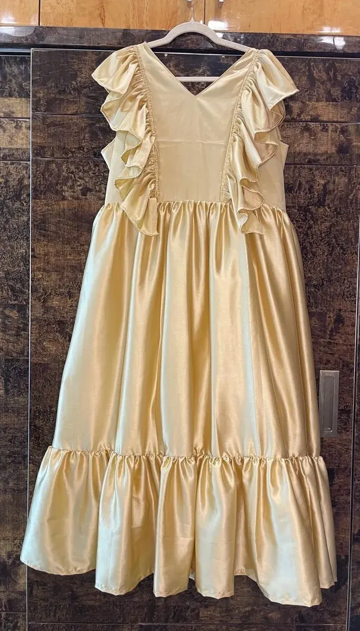 Custom satin maxi dress stitched by DIYO