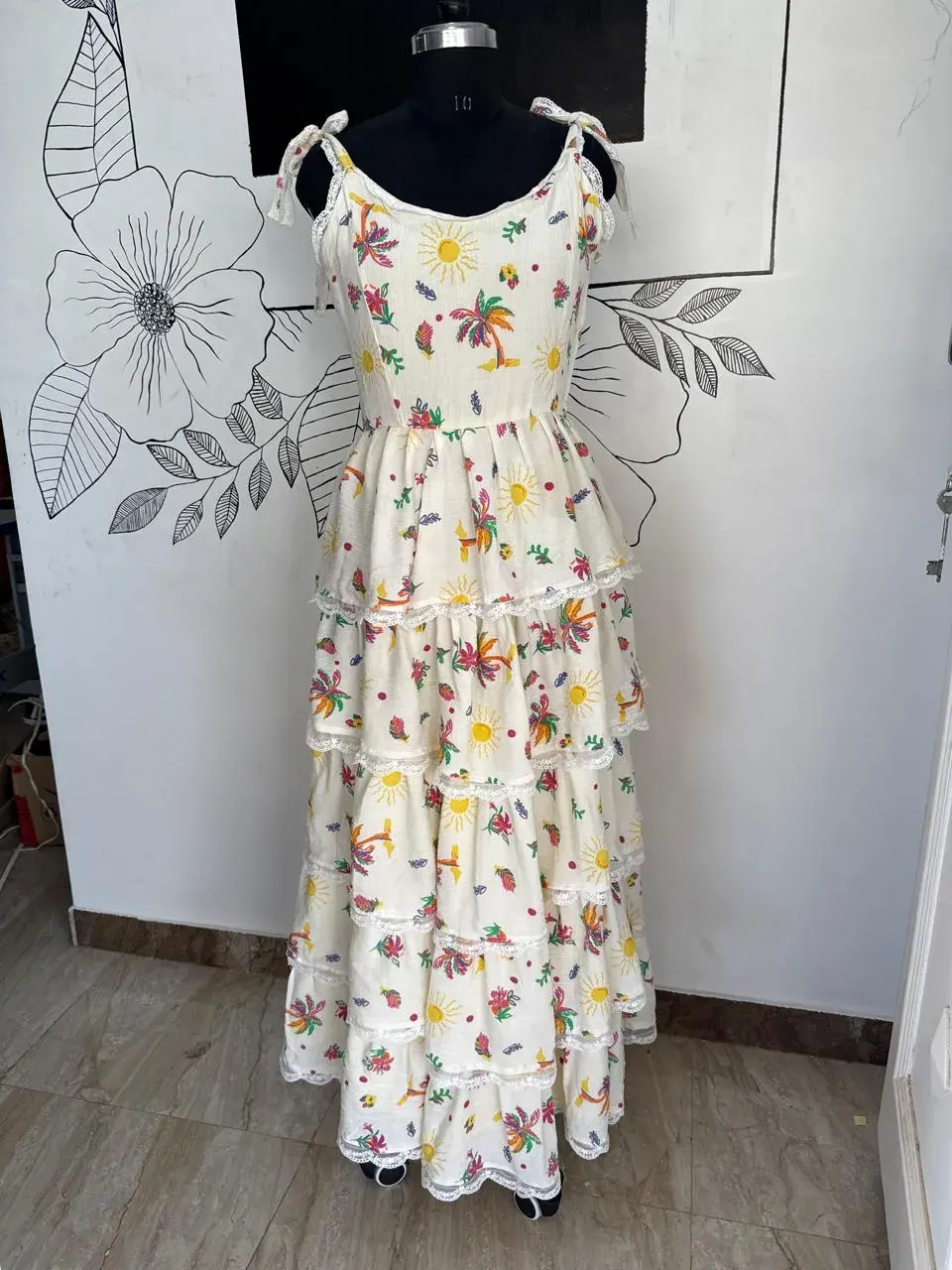 Custom small prints maxi dress stitched by DIYO