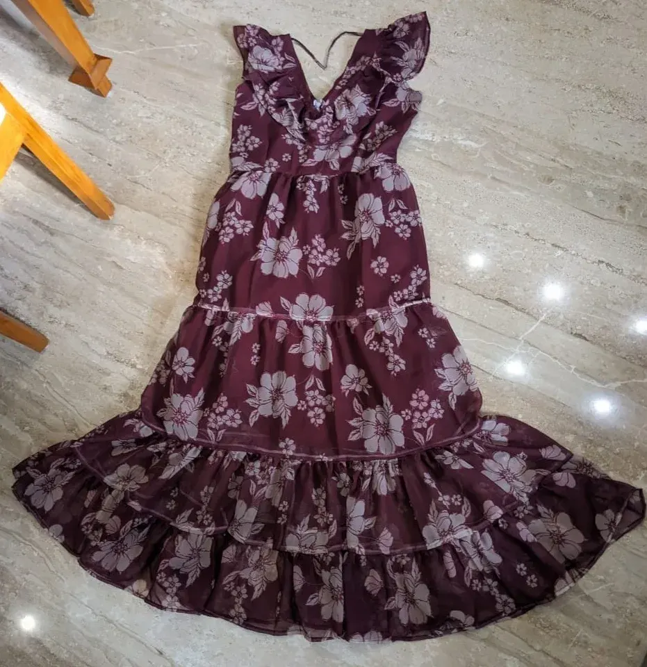 Custom georgette floral maxi dress stitched by DIYO