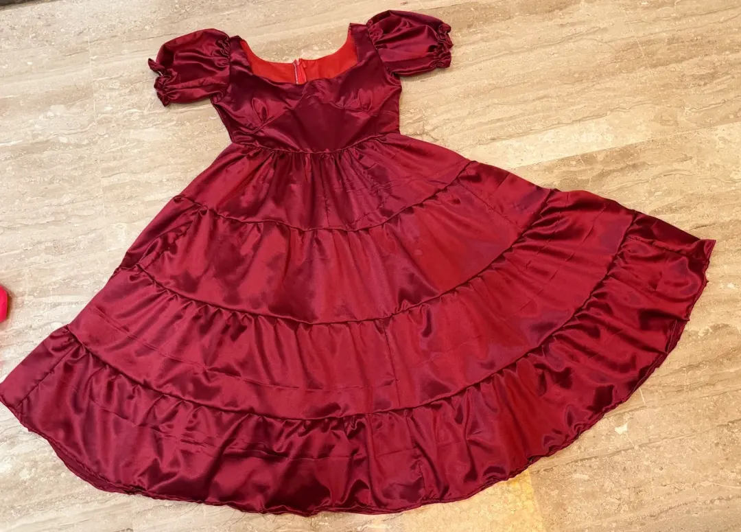 Custom satin maxi dress stitched by DIYO
