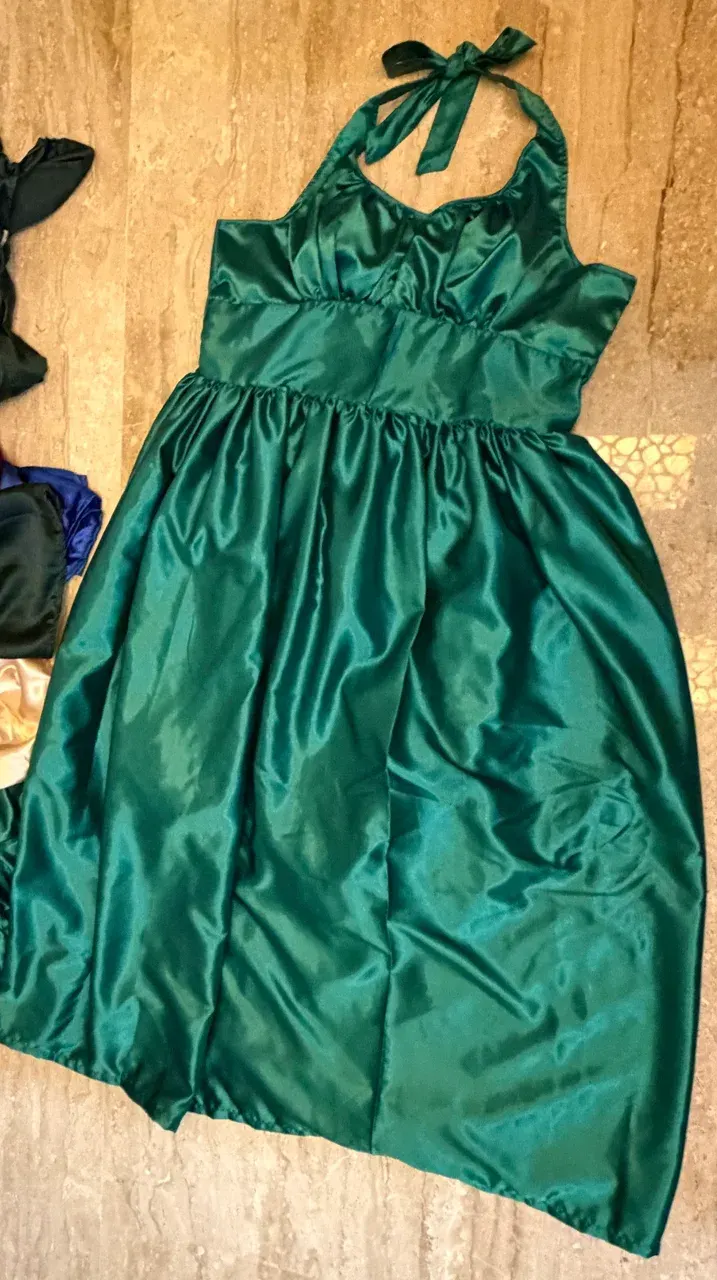 Custom satin maxi dress stitched by DIYO
