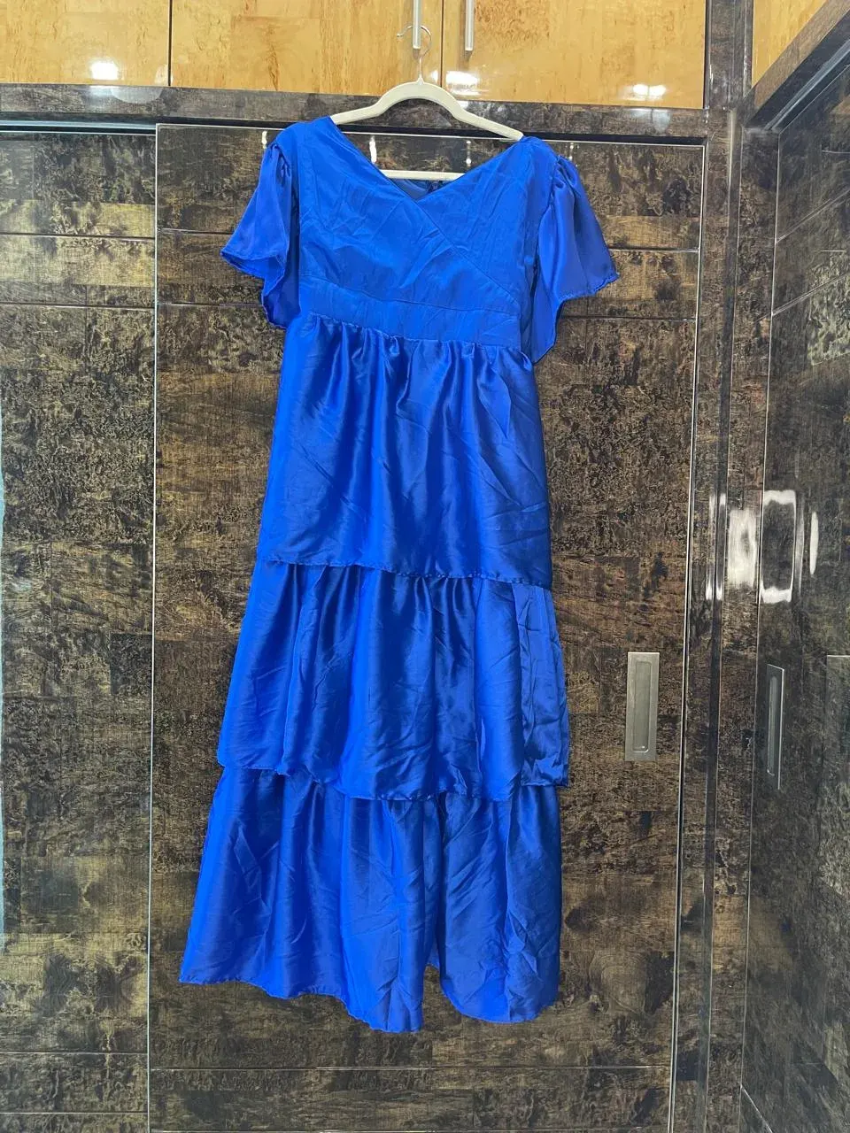 Custom satin maxi dress stitched by DIYO