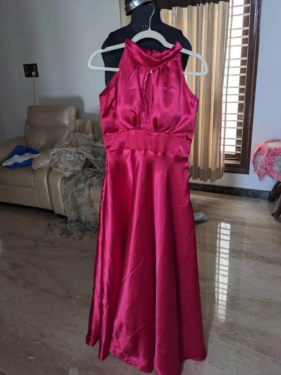 Custom satin maxi dress stitched by DIYO