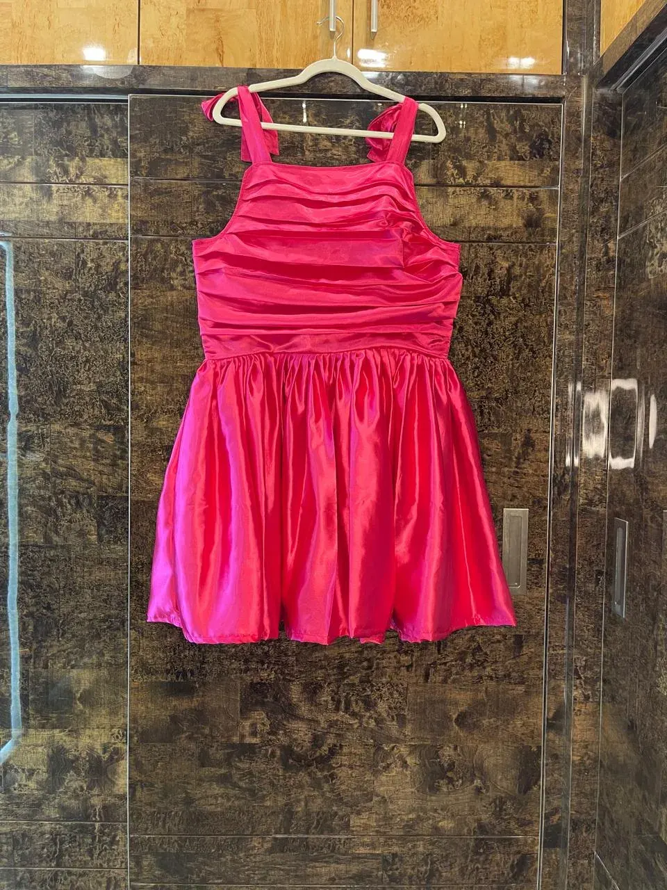 Custom satin short dress stitched by DIYO