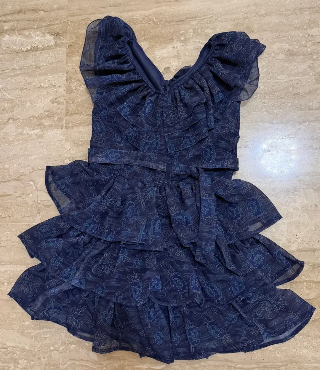Custom georgette floral short dress for a festive, stitched by DIYO