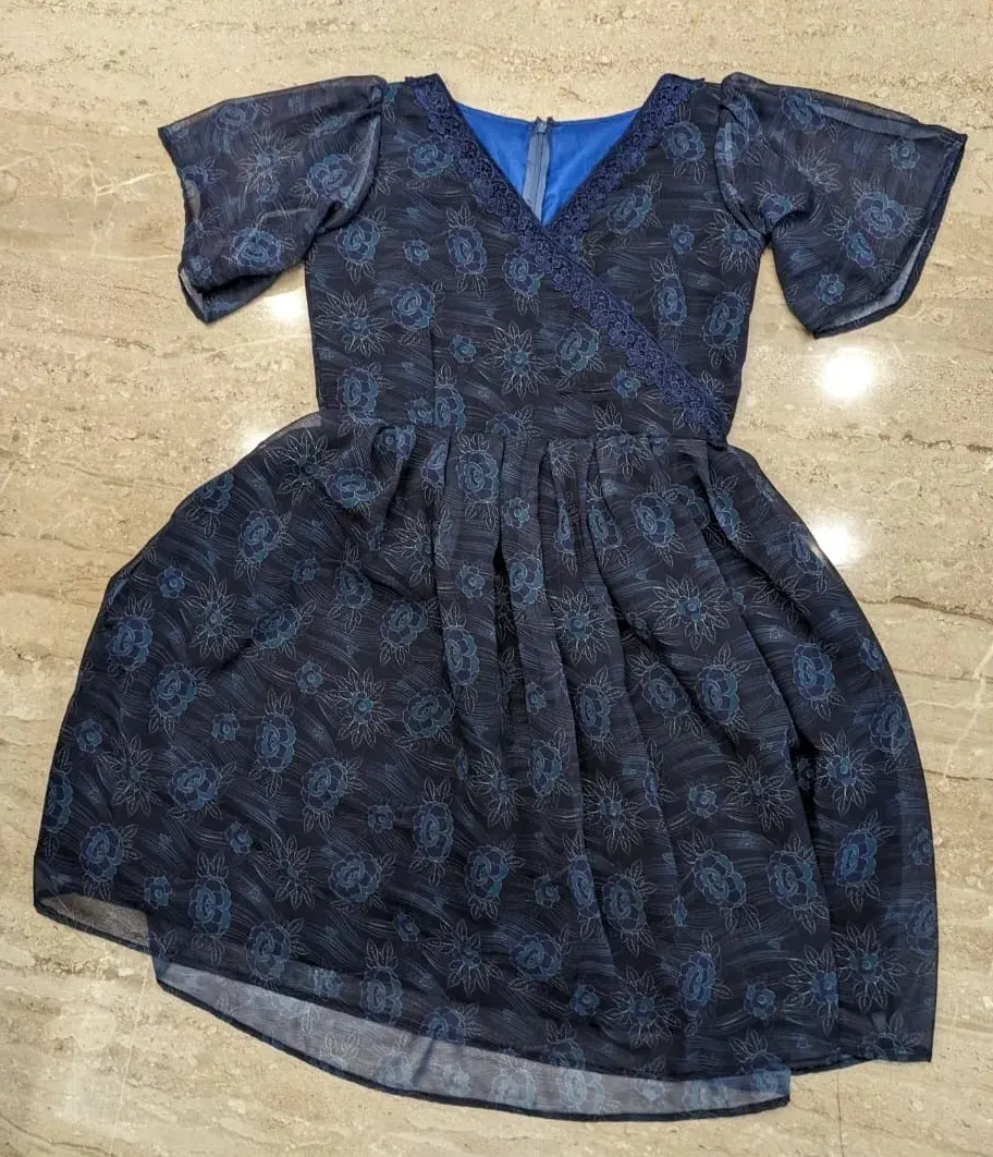 Custom georgette floral short dress stitched by DIYO