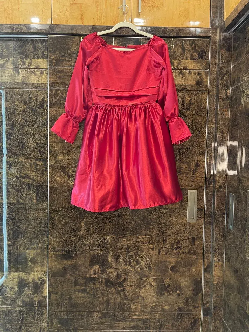 Custom satin short dress stitched by DIYO