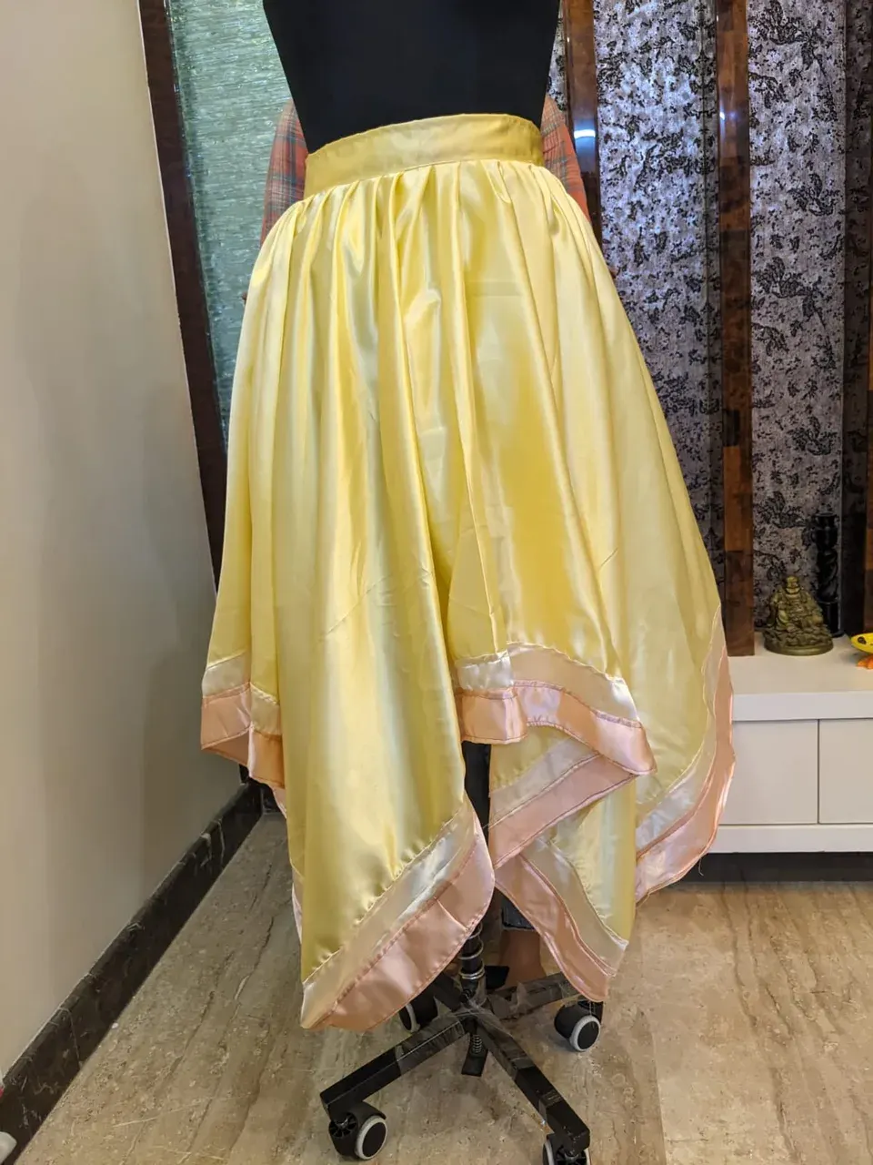 Custom satin skirt stitched by DIYO