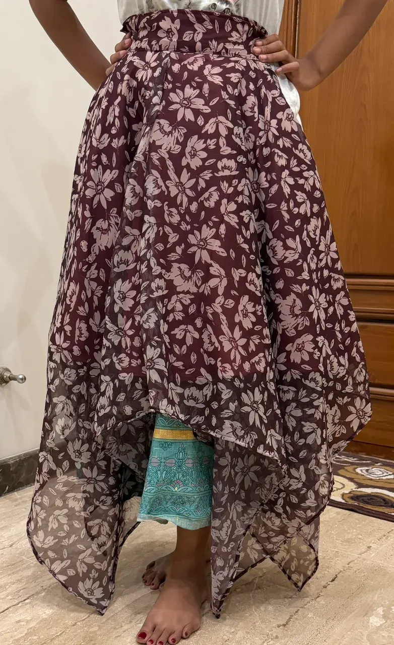 Custom georgette floral skirt stitched by DIYO