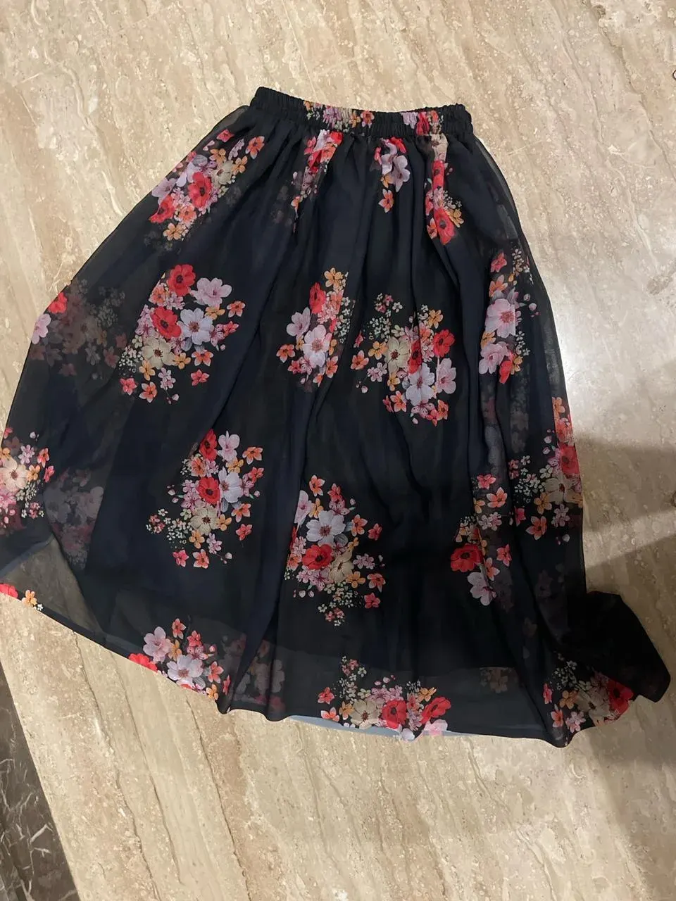 Custom georgette floral skirt stitched by DIYO
