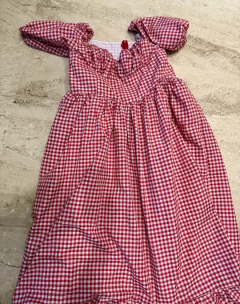 Custom checks maxi dress for a party, stitched by DIYO
