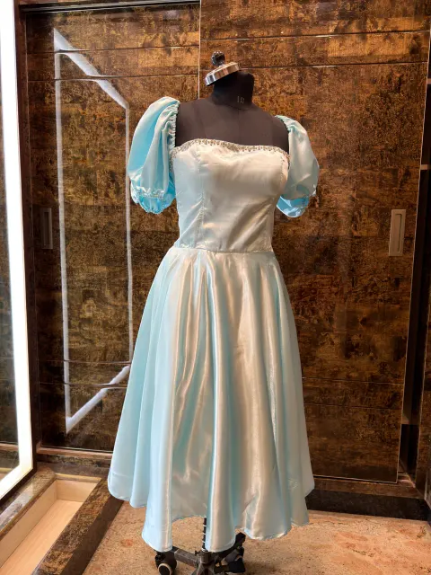Custom satin maxi dress stitched by DIYO