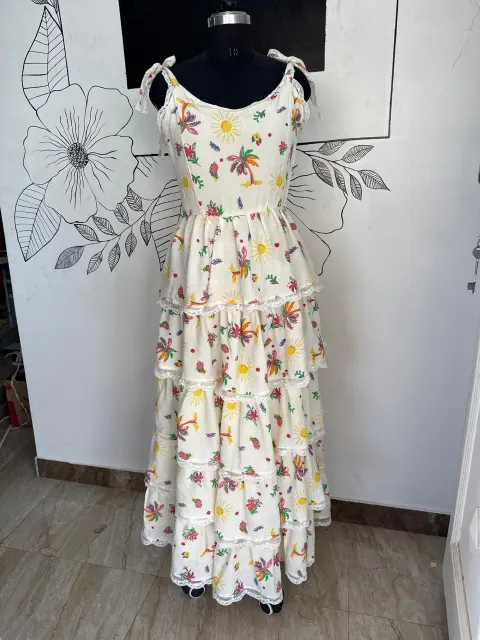Custom small prints maxi dress stitched by DIYO