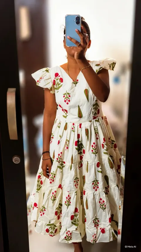 Custom small prints maxi dress stitched by DIYO