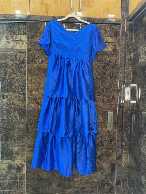 Custom satin maxi dress stitched by DIYO