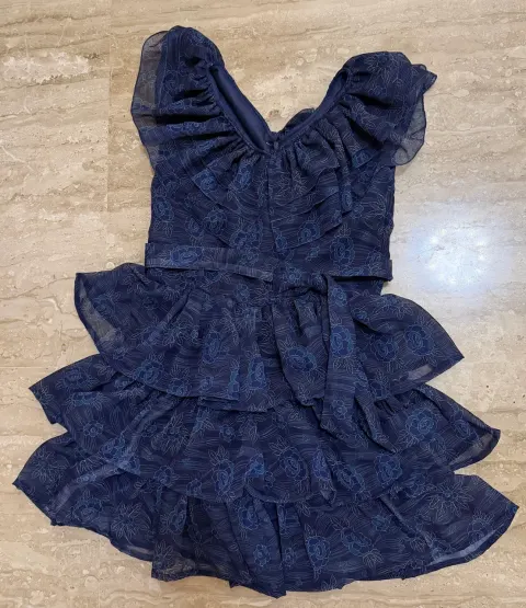 Custom georgette floral short dress for a festive, stitched by DIYO