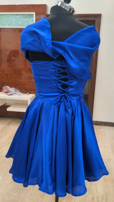 Custom satin short dress stitched by DIYO