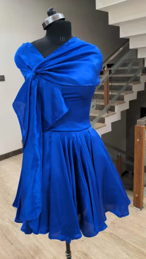 Custom satin short dress stitched by DIYO
