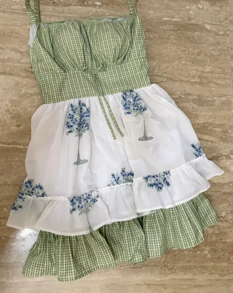 Custom floral cotton short dress for a everyday, stitched by DIYO