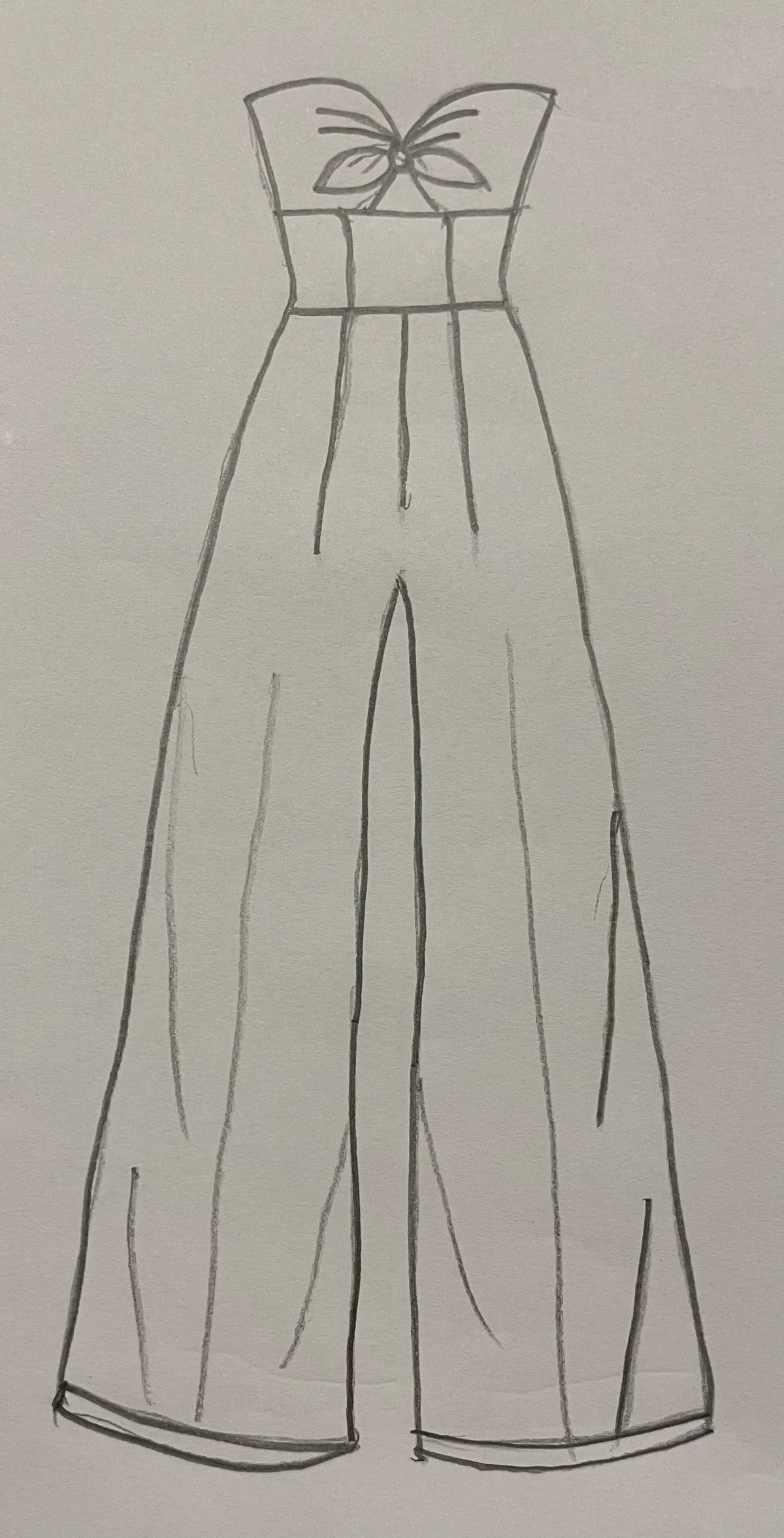Hand-drawn front and back design sketch of the V-Neck Jumpsuit on DIYO
