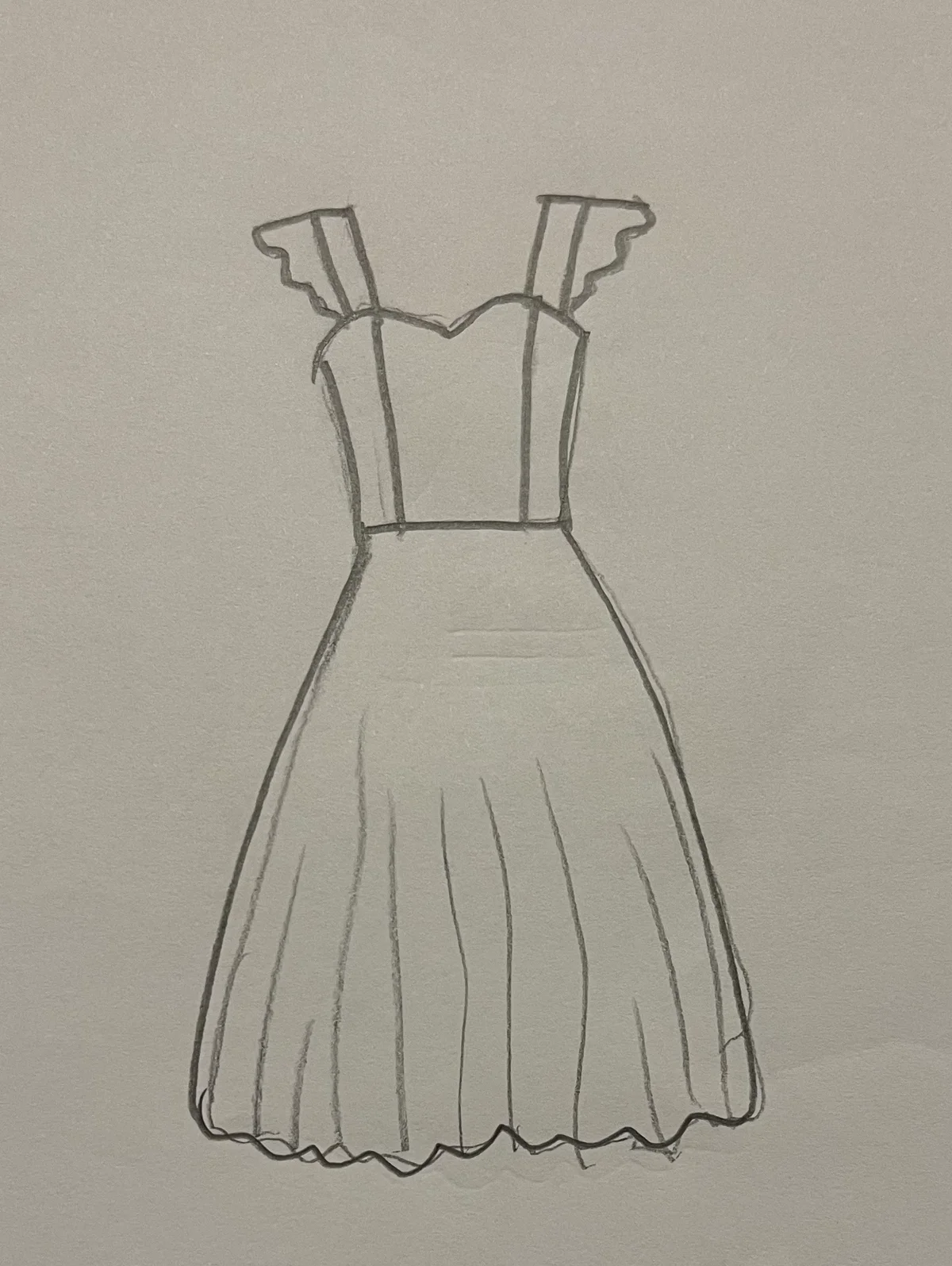 Hand-drawn front and back design sketch of the Slip Dress Mini on DIYO