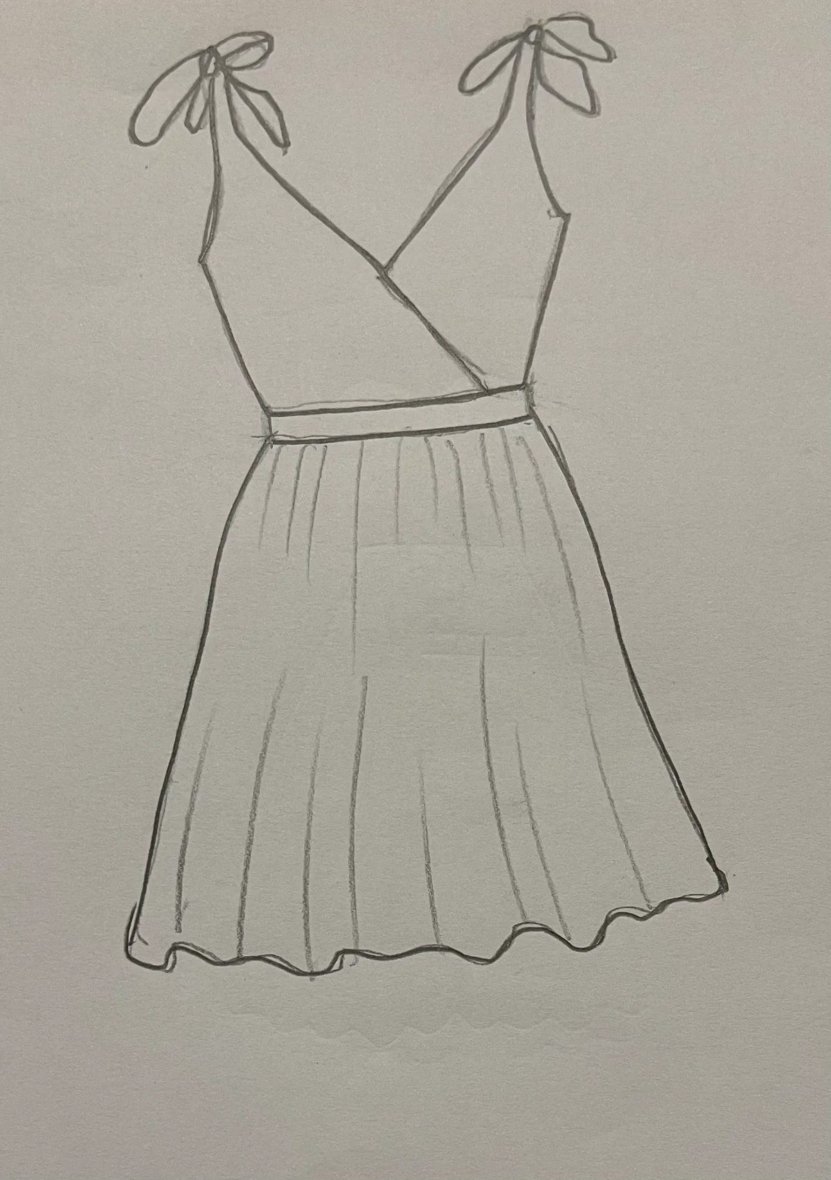 Hand-drawn front and back design sketch of the Strapless Mini Dress on DIYO