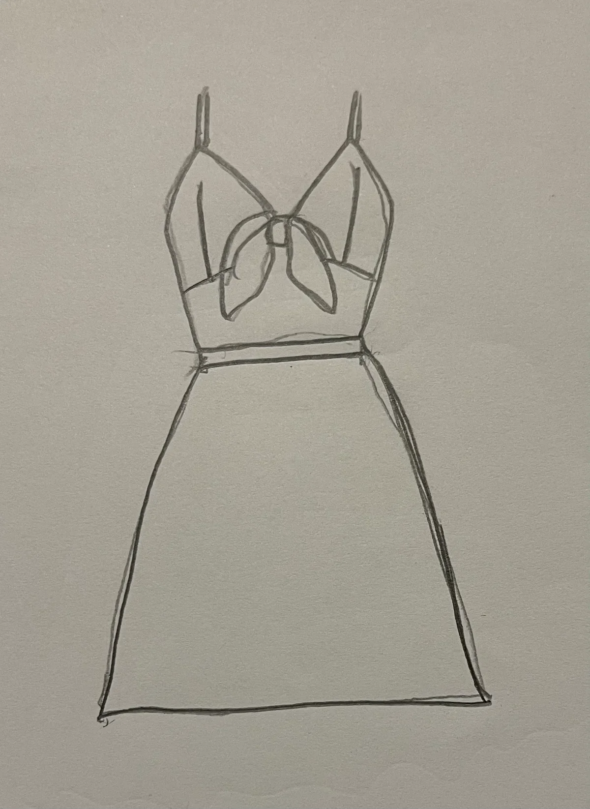 Hand-drawn front and back design sketch of the Off-Shoulder Mini Dress on DIYO