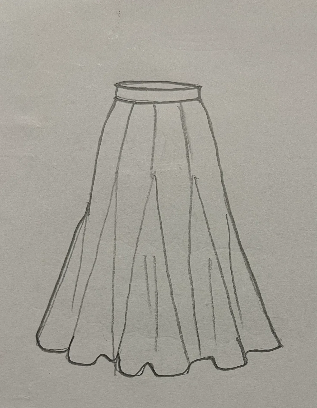 Hand-drawn front and back design sketch of the Leather Skirt on DIYO