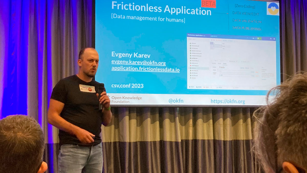 Senior Developer Evgeny Karev speaks at csv,conf,v7