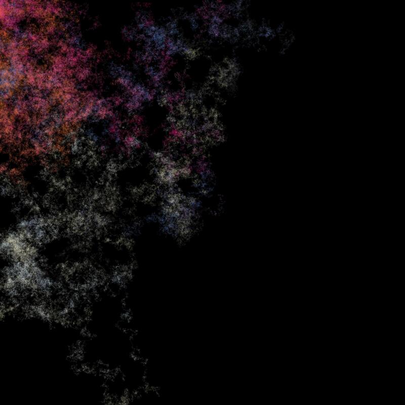 Random clouds of multicoloured dots against a black background