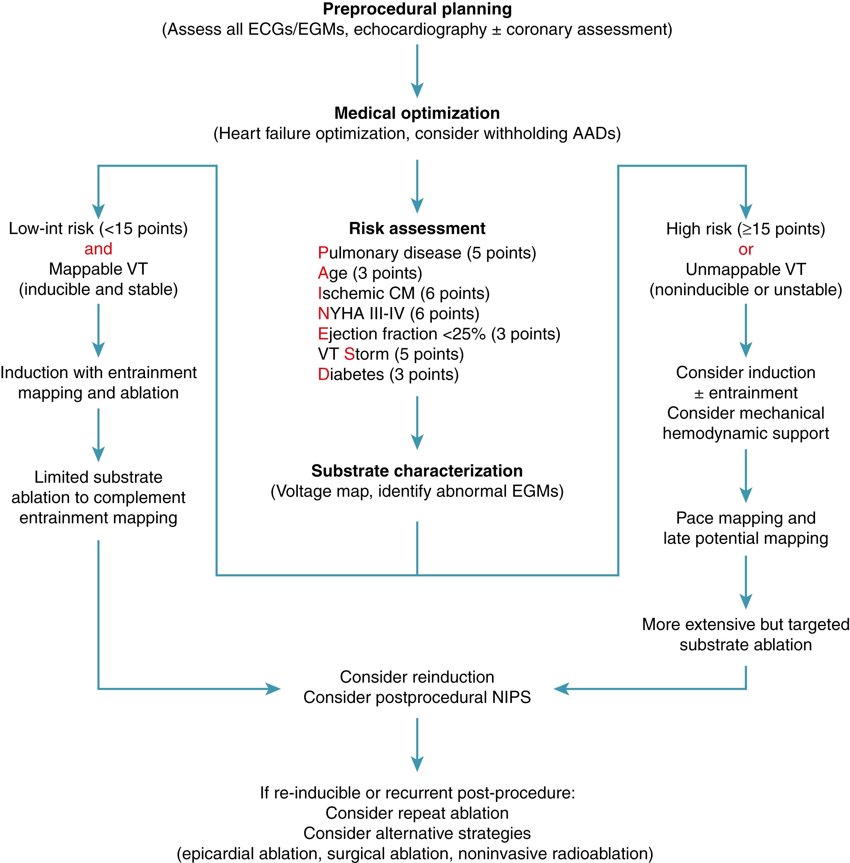 Fig. 86.2, Approach to ventricular tachycardia ablation.