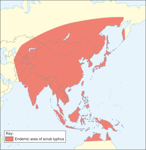 Fig. 1.71, Distribution of scrub typhus.