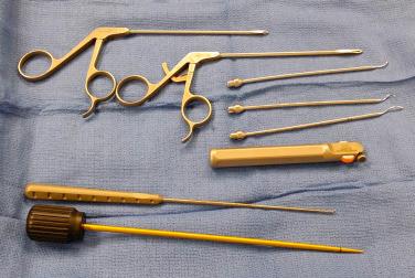 FIG. 20.5, Equipment needed for double-row repair with possible biceps tenodesis.