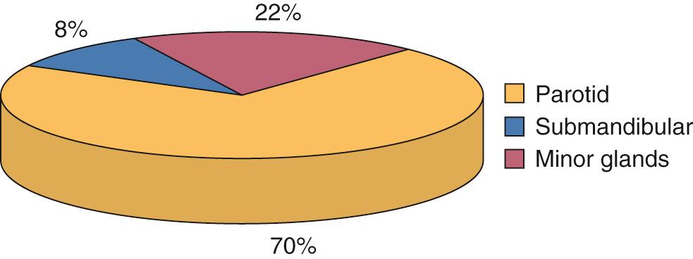 Fig. 84.2, The site of origin of salivary neoplasms.