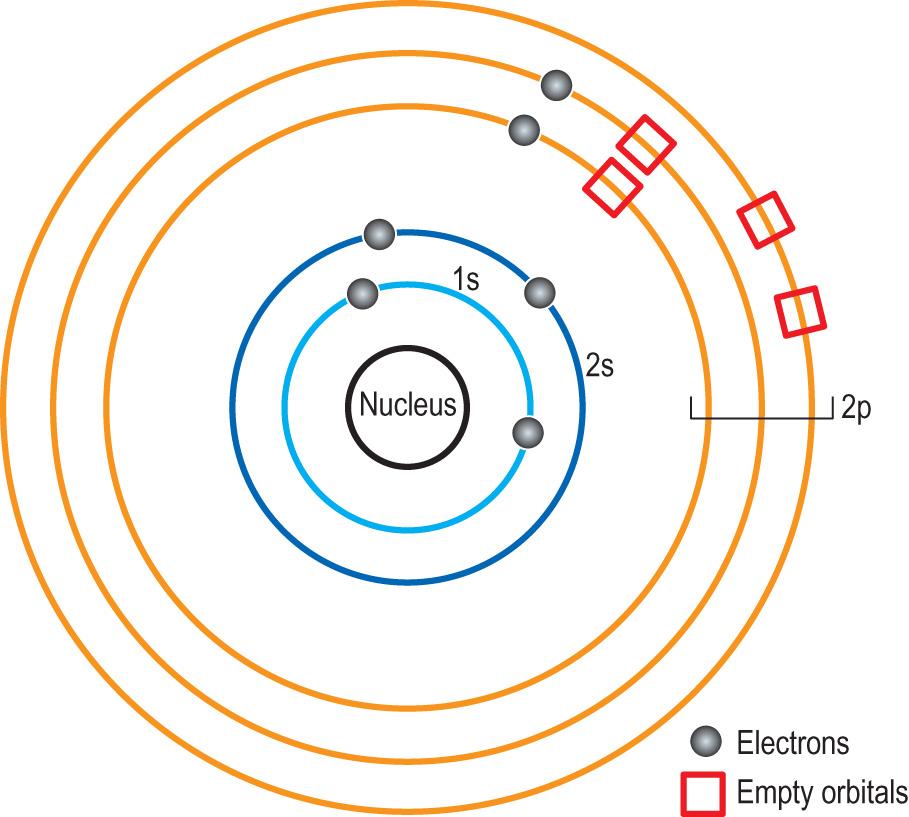 Fig. 2.2, The carbon atom.