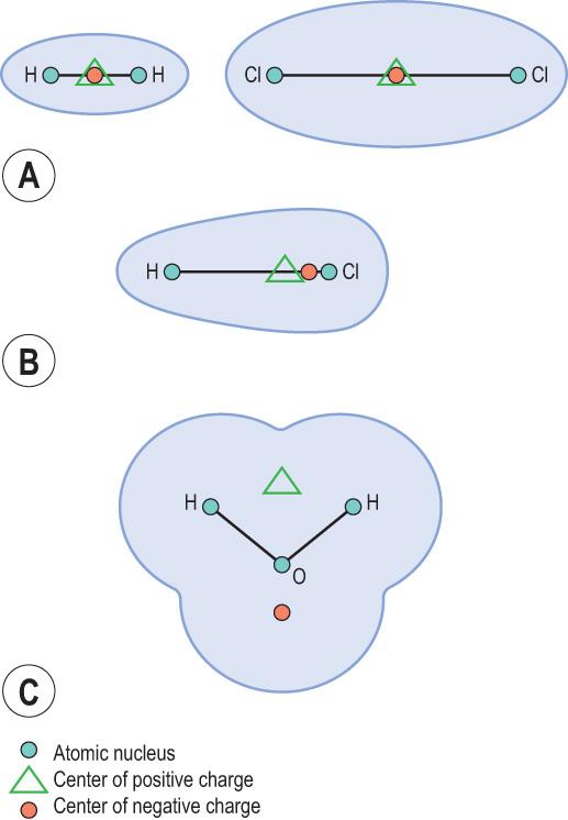 Fig. 2.4, Polar and non-polar covalent bonds.