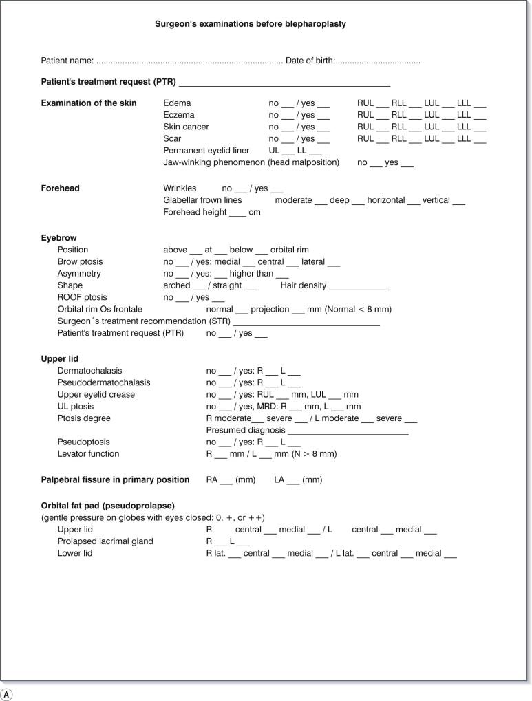 FIGURE 40.11, Surgeon's examinations before blepharoplasty.